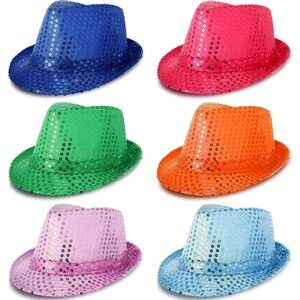 3177 6 Pcs Western Sequin Hat Bling Dance Hats With Shining Sequin For Man